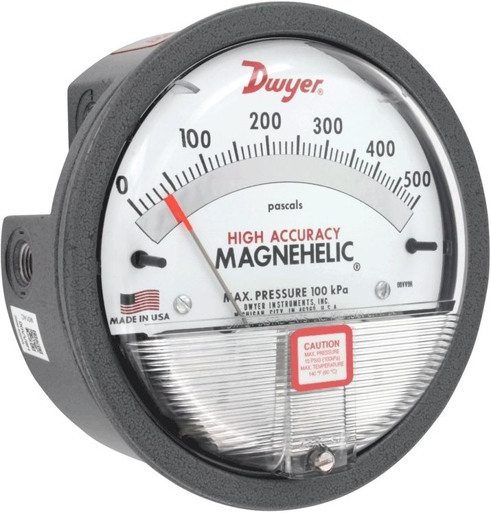 DWYER MAGNEHELIC série 2000 - Manomètre à aiguille diamètre 121 mm. Echelle : 0-500 Pa, 10Pa, +-2%