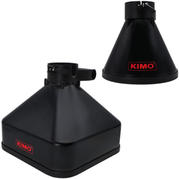 Kit de 2 Cônes de débit - 1 rond diam.260mm + 1 carré 350x350mm -  10-400m³/h - Redresseur intégré - pour anémomètre à hélice Ø100mm Kimo