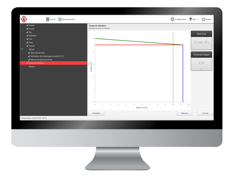 Logiciel pour tests IEAG conforme ISO 14520, calcul temps de rétention - 5 jetons